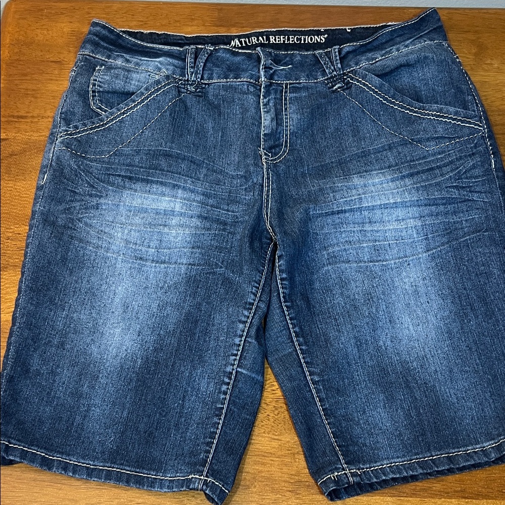 Natural Reflections Men's Medium Blue Washed Denim Shorts Size 14
